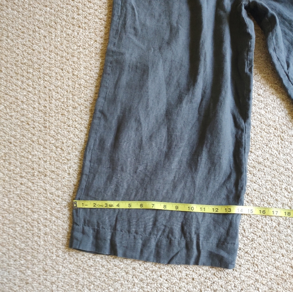 Laude The Label Organic Linen Lined Wide Leg Crop Pants Pull-On Mineral Gray M - Picture 12 of 14